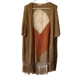 Umgee Boho Knitted Short Sleeve Cardigan M/L